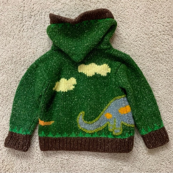 Toddler Boys ECC Colorful DINOSAUR Ecuadorian HAND KNIT Zip Up HOODED SWEATER 4 - Picture 3 of 5